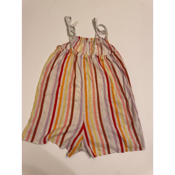 Aerie Women's Striped Romper Tie Shoulder Orange/Pink/Yellow Size XS Unlined - Picture 4 of 5